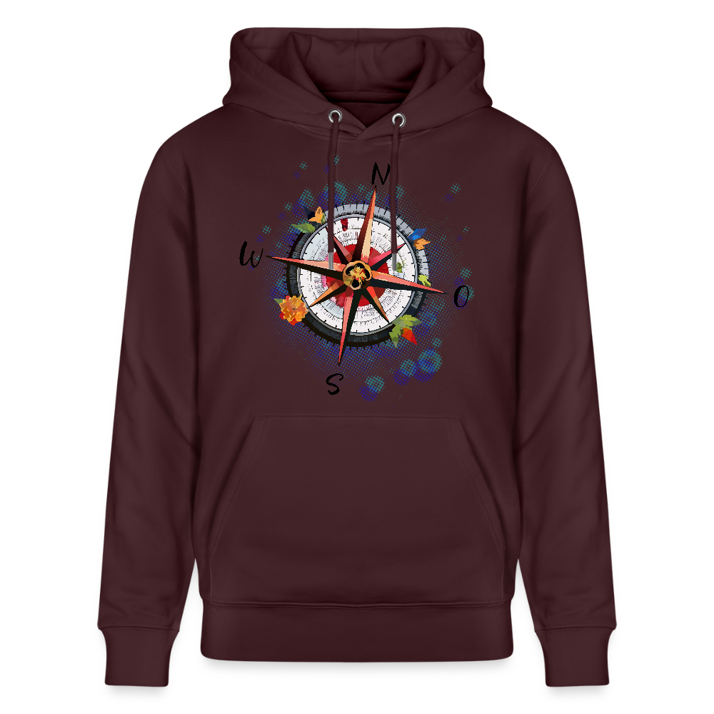 Unisex Hoodie mit WINDROSE PRINT - Maroon
