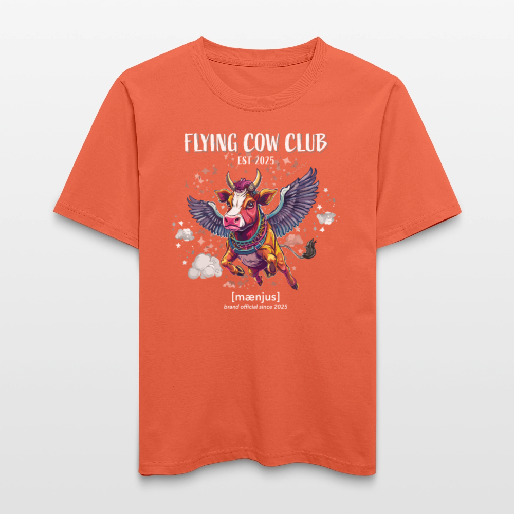 Unisex Bio-T-Shirt mit FLYING COW CLUB PRINT Vorderseite - Hellrot