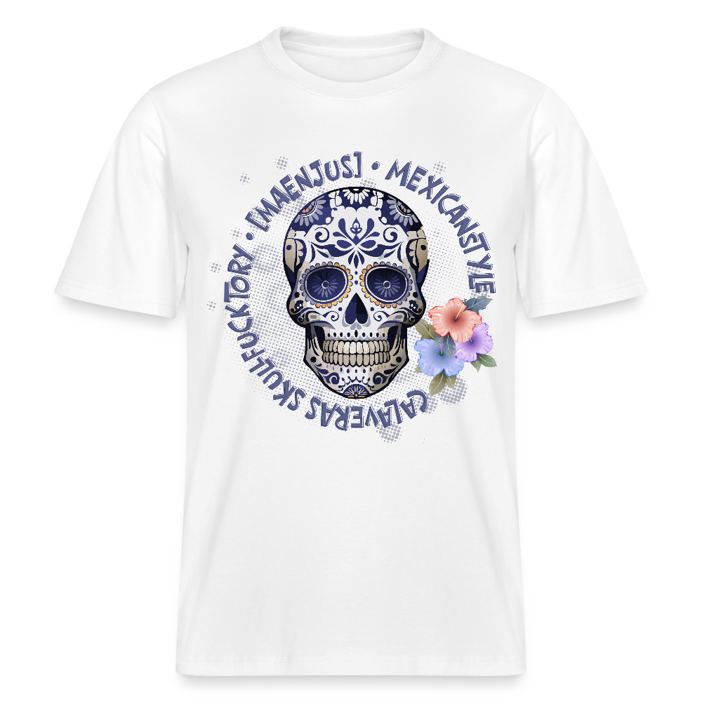Relaxed Fit Unisex Bio-T-Shirt mit MAENJUS MEXICANSTYLE PRINT Vorderseite - Weiß