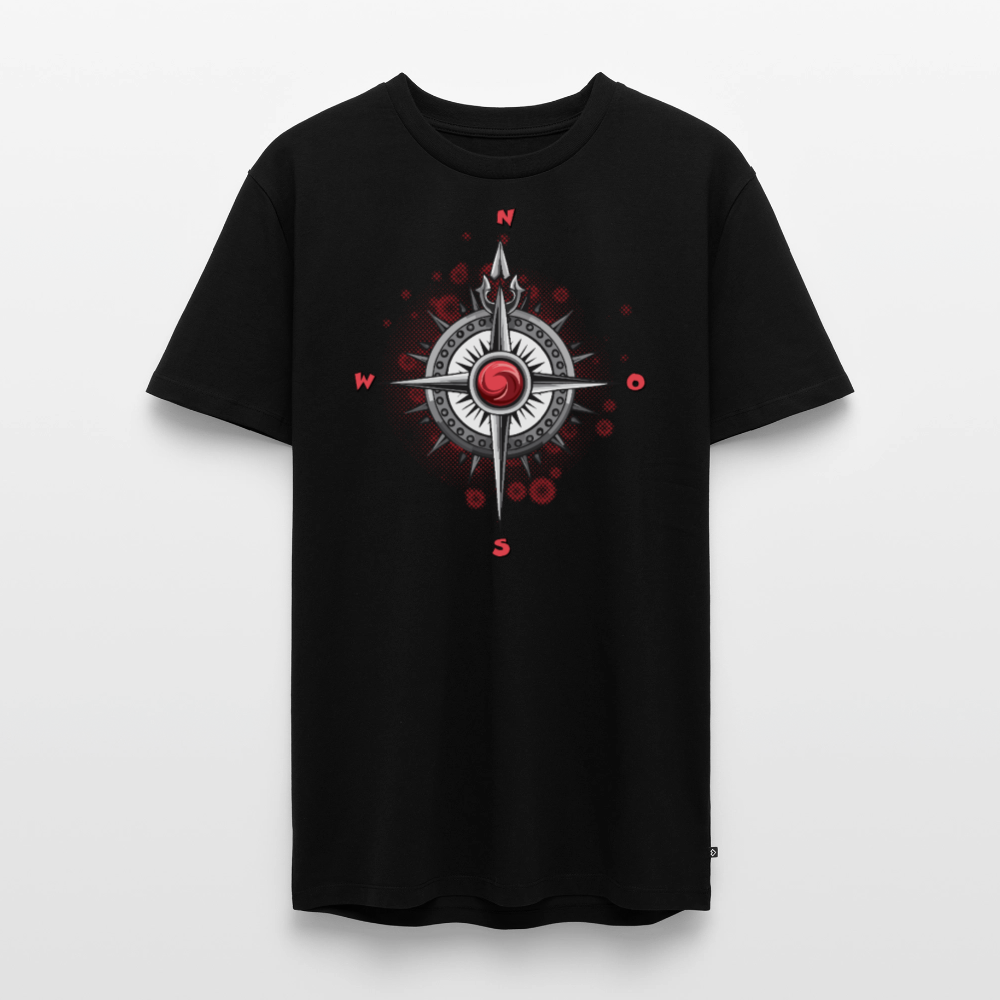 Männer Premium T-Shirt mit WINDROSE PRINT - Schwarz