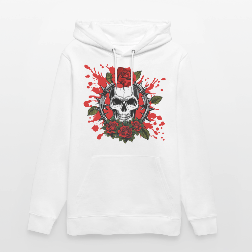 Unisex Hoodie mit ROSENSKULL PRINT - Weiß