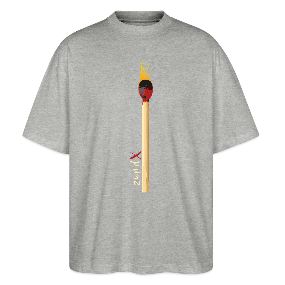 Oversized Unisex T-Shirt mit ZÜNDX PRINT - Grau meliert
