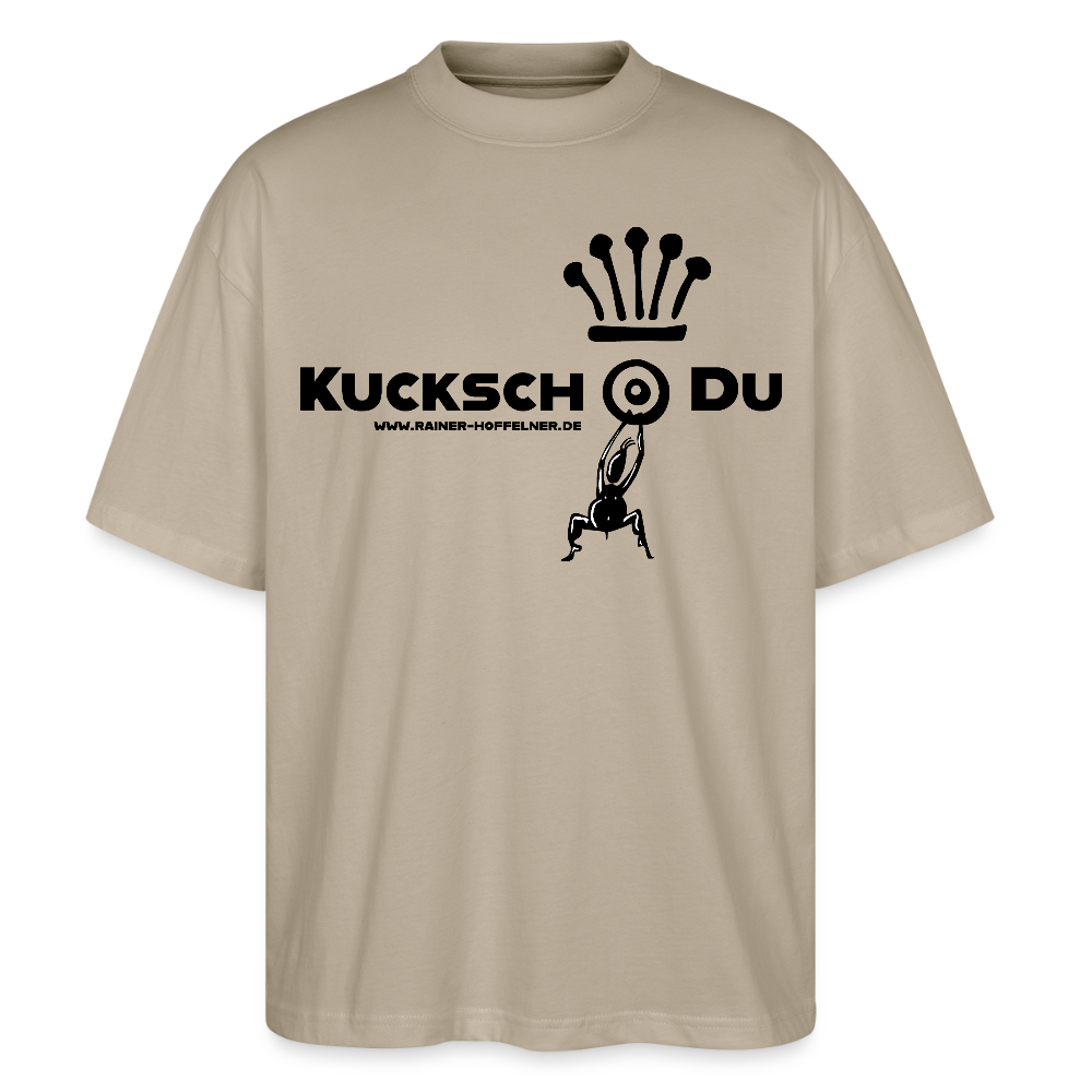 Oversized Unisex T-Shirt mit KUCKSCH DU PRINT - Steingrau