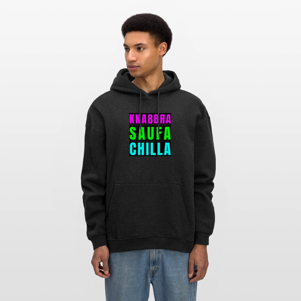 Oversized Unisex Hoodie mit KNABBRA SAUFA CHILLA PRINT - Anthrazit