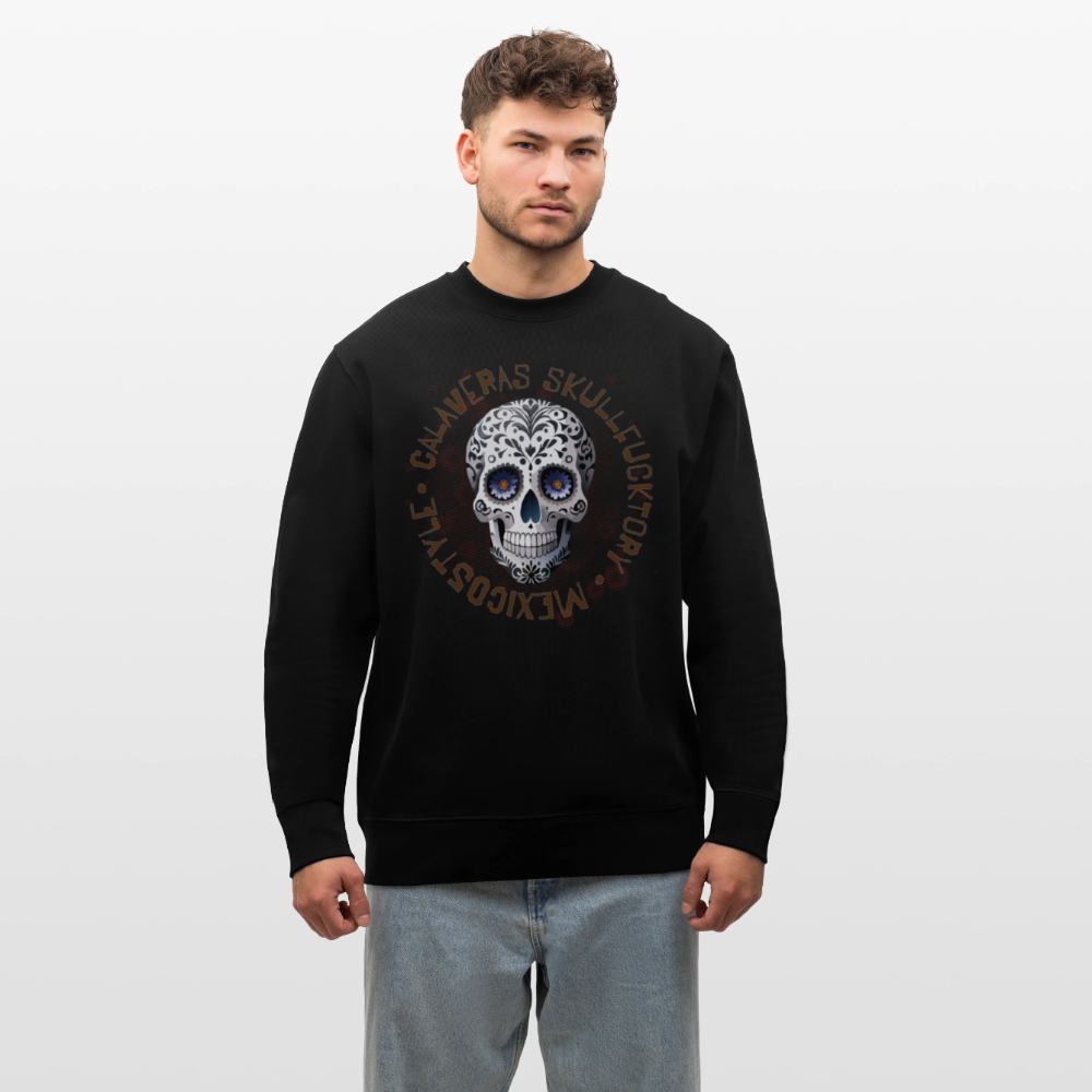 Unisex Bio-Sweatshirt mit CALAVERAS SKULL PRINT - Schwarz