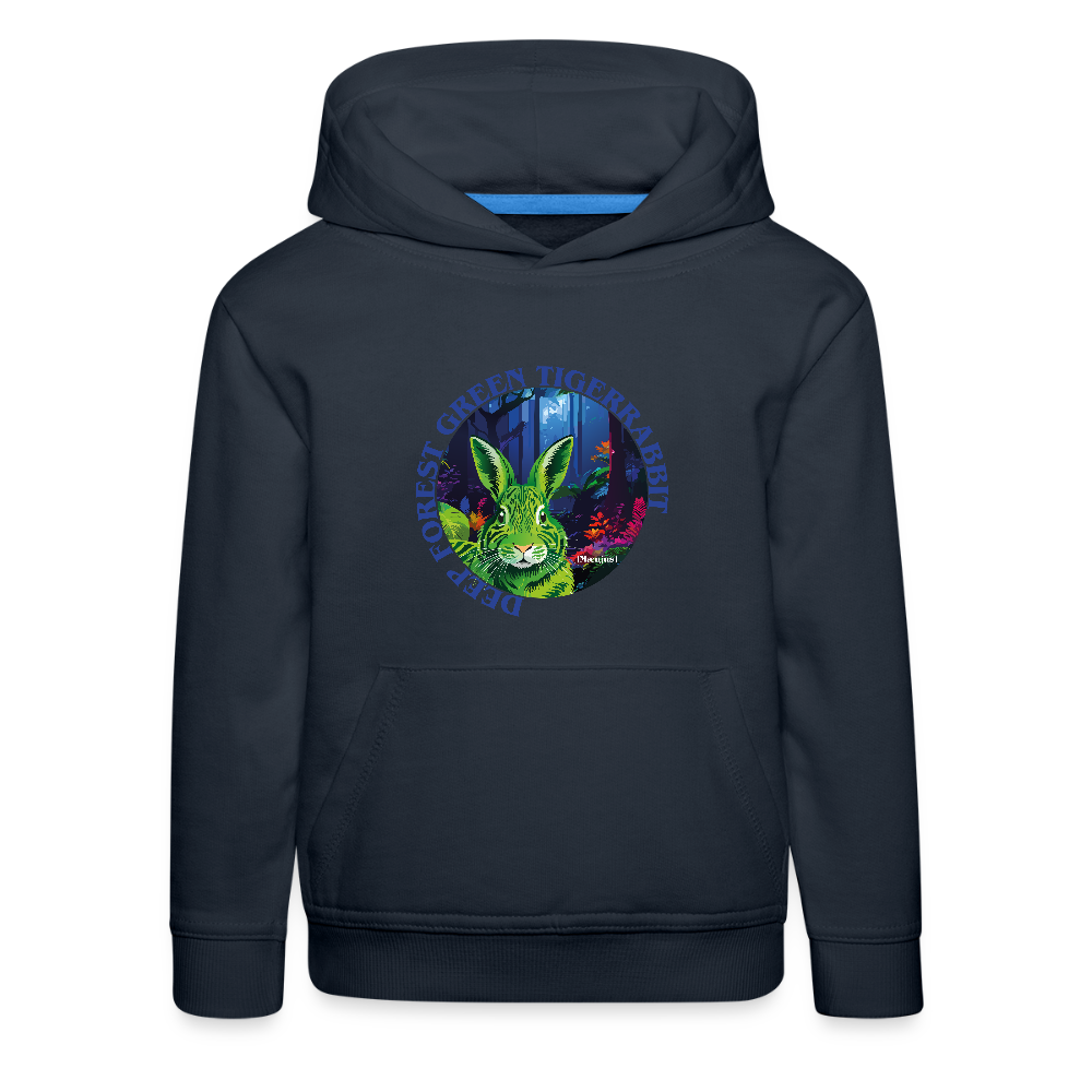 MNJS KIDS Premium Hoodie mit DEEP FOREST GREEN TIGERRABBIT PRINT - Navy