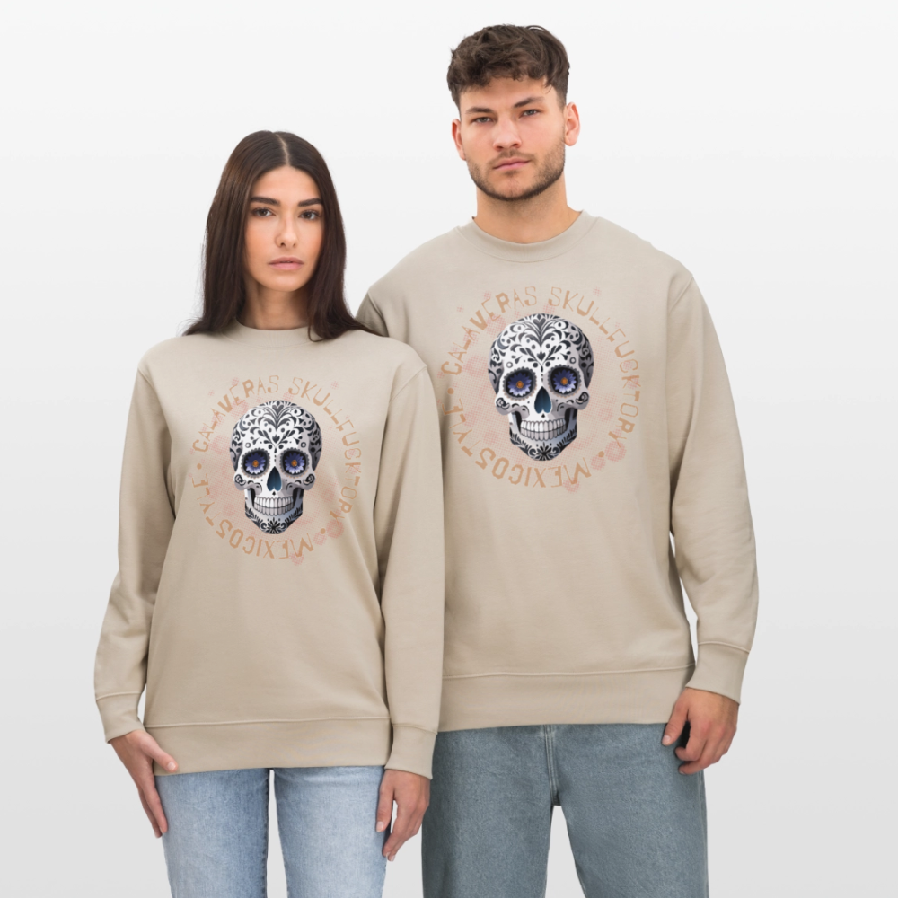 Unisex Bio-Sweatshirt mit CALAVERAS SKULL PRINT - Beige