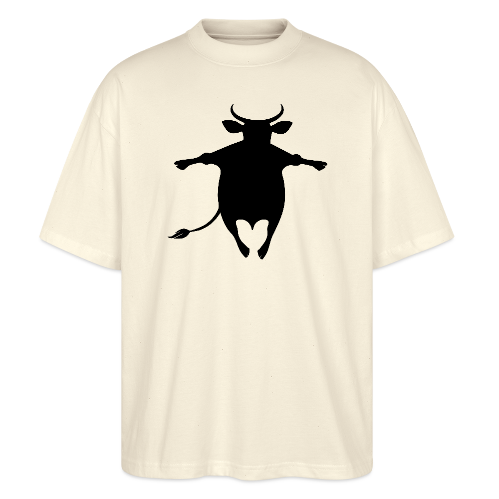 Oversized Unisex T-Shirt mit HAPPY COW PRINT - Weißgrau