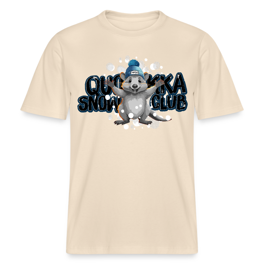 Unisex Bio-T-Shirt mit QUOKKA SNOWCLUB PRINT - Weißgrau