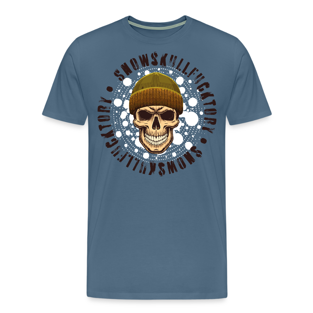 Männer Premium T-Shirt mit SNOWSKULL PRINT - Blaugrau