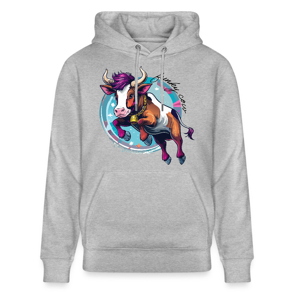 Unisex Hoodie mit FUNKY COW PRINT - Grau meliert
