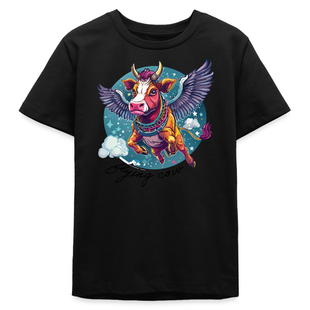 MNJS TEENS Bio T-Shirt mit FLYING COW PRINT - Schwarz
