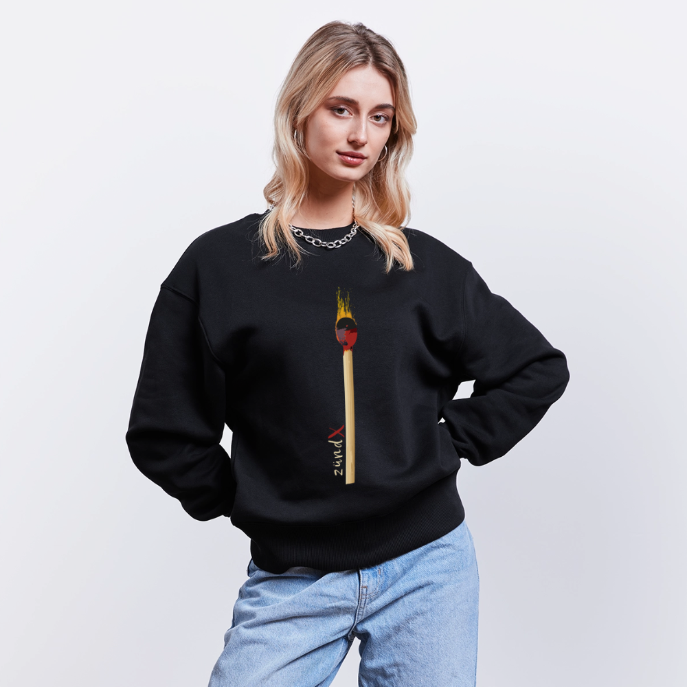 Unisex Oversize Pullover mit zündX PRINT - Schwarz