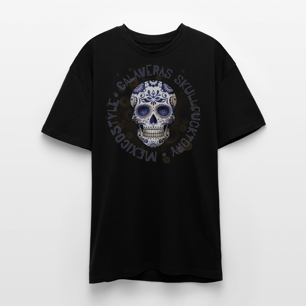 Heavy Oversize T-Shirt mit CALAVERAS SKULL PRINT - Schwarz