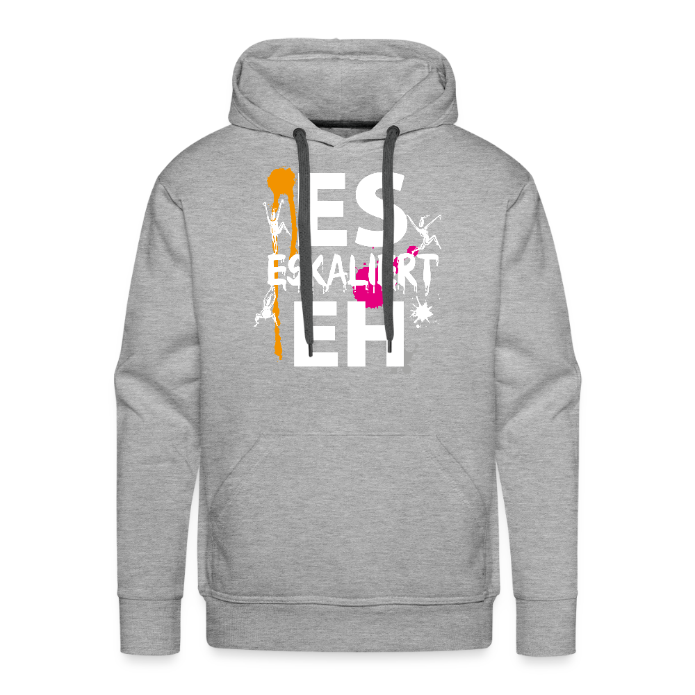 Männer Premium Hoodie mit ES ESKALIERT EH PRINT - Grau meliert