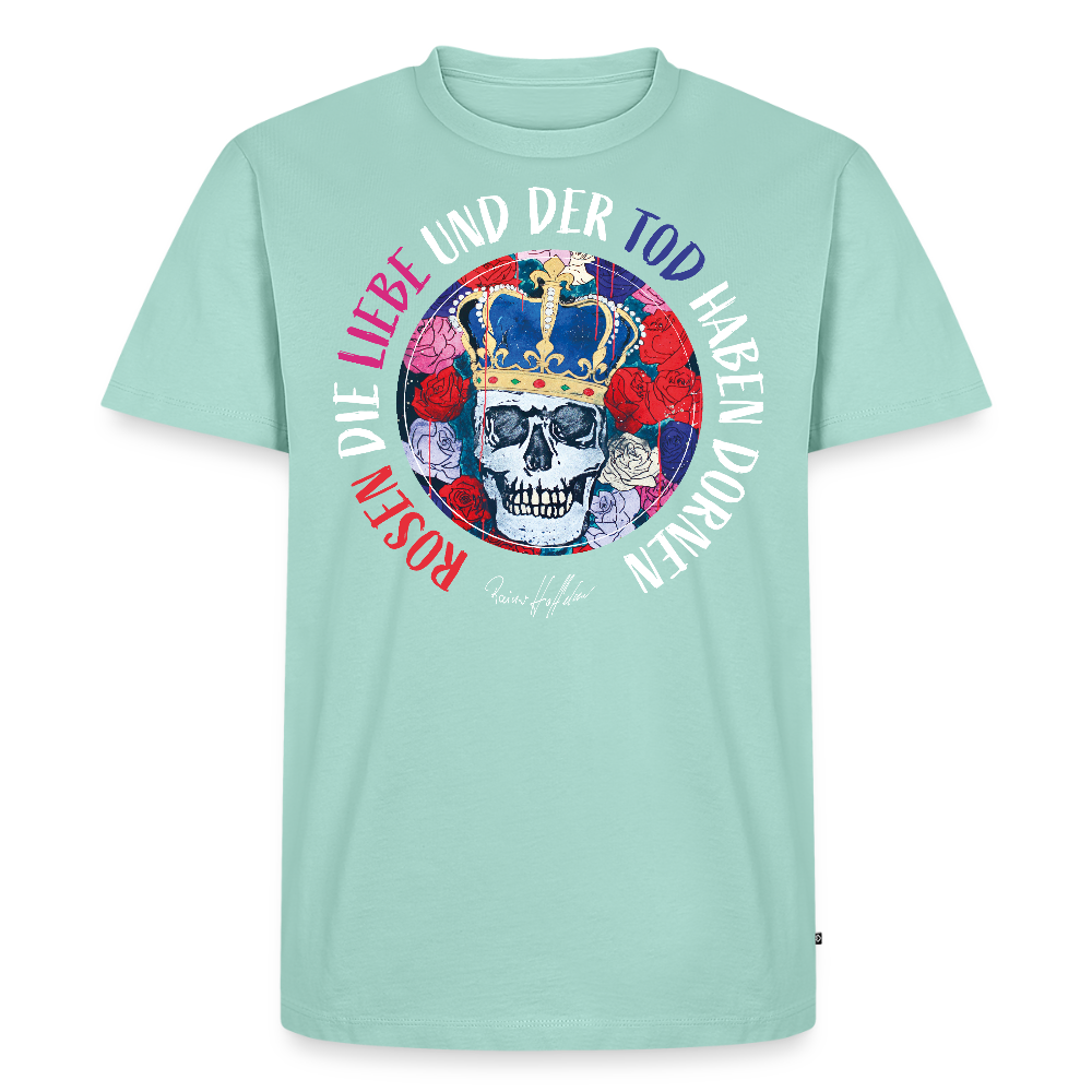 Männer Premium T-Shirt mit ROSEN DIE LIEBE UND DER TOD HABEN DORNEN PRINT - Mint