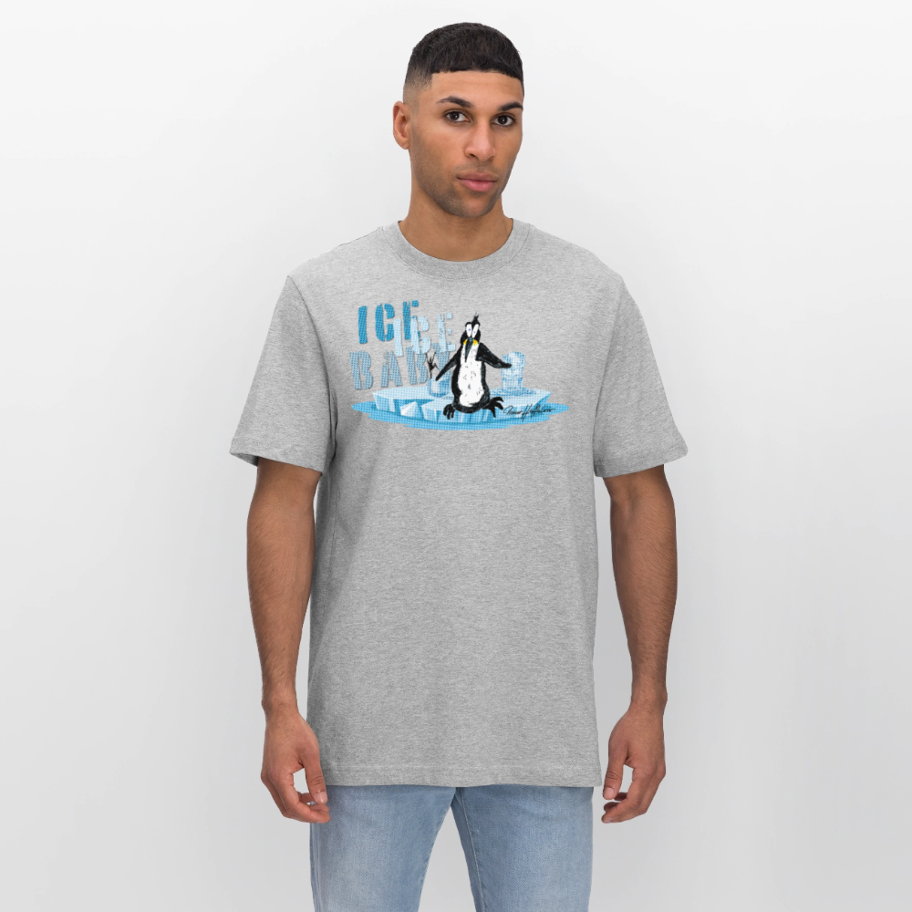 Unisex Bio-T-Shirt mit ICE ICE BABY PINGUIN PRINT - Grau meliert