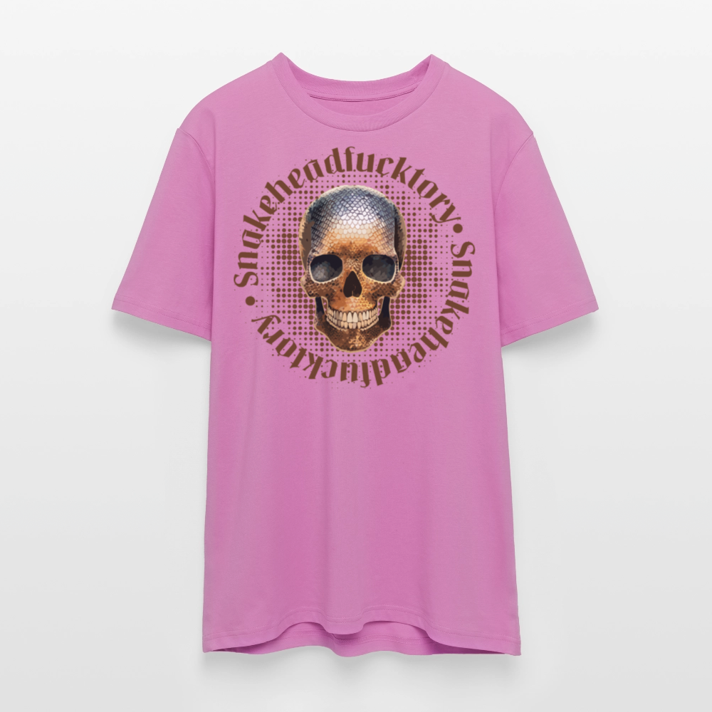 Unisex Bio-T-Shirt mit SNAKEHEAD SKULL PRINT Vorderseite - Pink