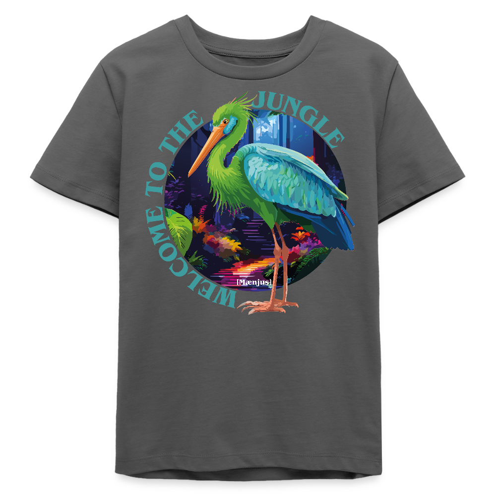 MNJS TEENS Bio T-Shirt mit WELCOME TO THE JUNGLE PRINT - Anthrazit