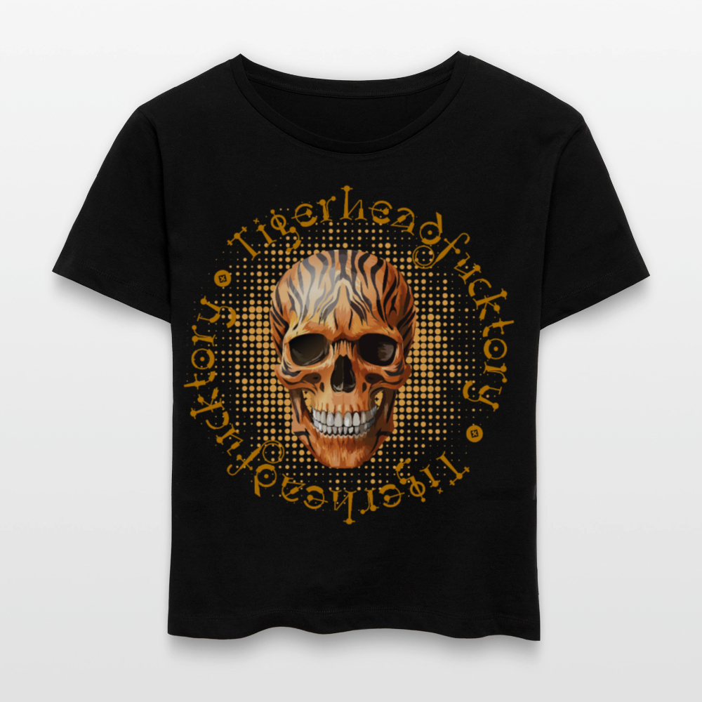 Frauen T-Shirt mit TIGERHEAD SKULL PRINT - Schwarz