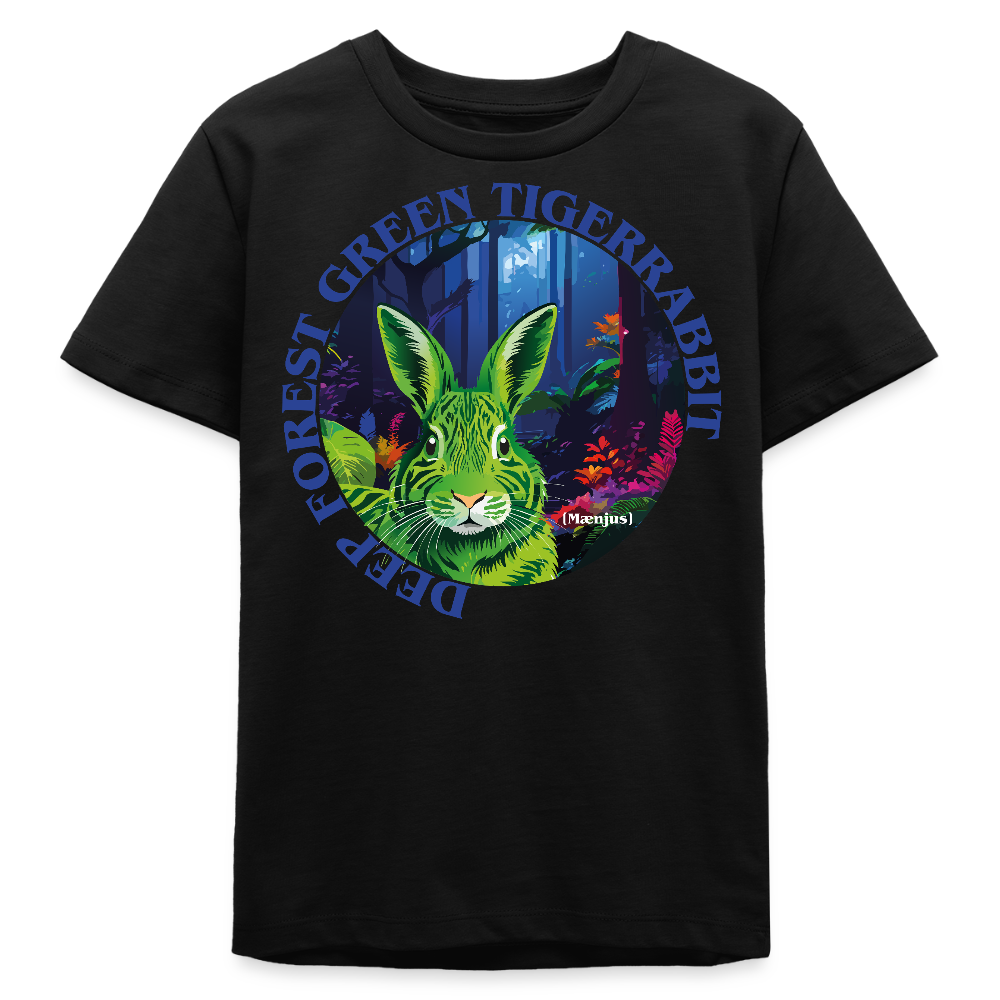 MNJS TEENS Bio T-Shirt mit DEEP FOREST GREEN TIGERRABBIT PRINT - Schwarz