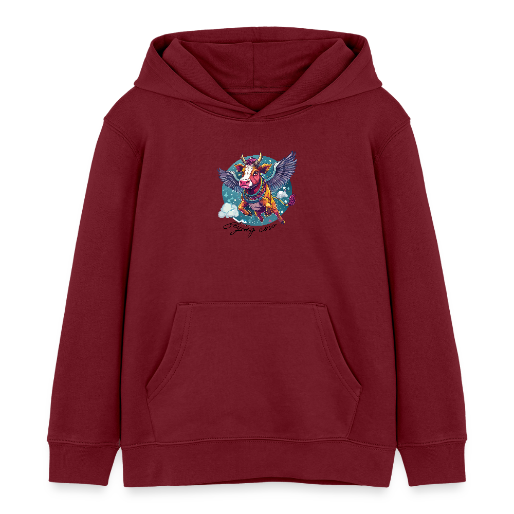 MNJS KIDS Bio-Hoodie mit FLYING COW PRINT - Burgunderrot