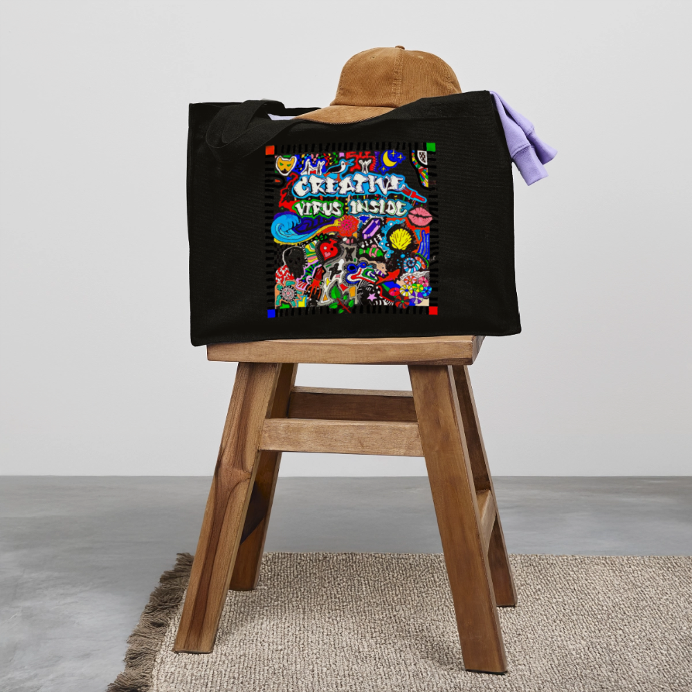 Recycelter Shopping Bag mit CREATIVE VIRUS INSIDE PRINT - Schwarz