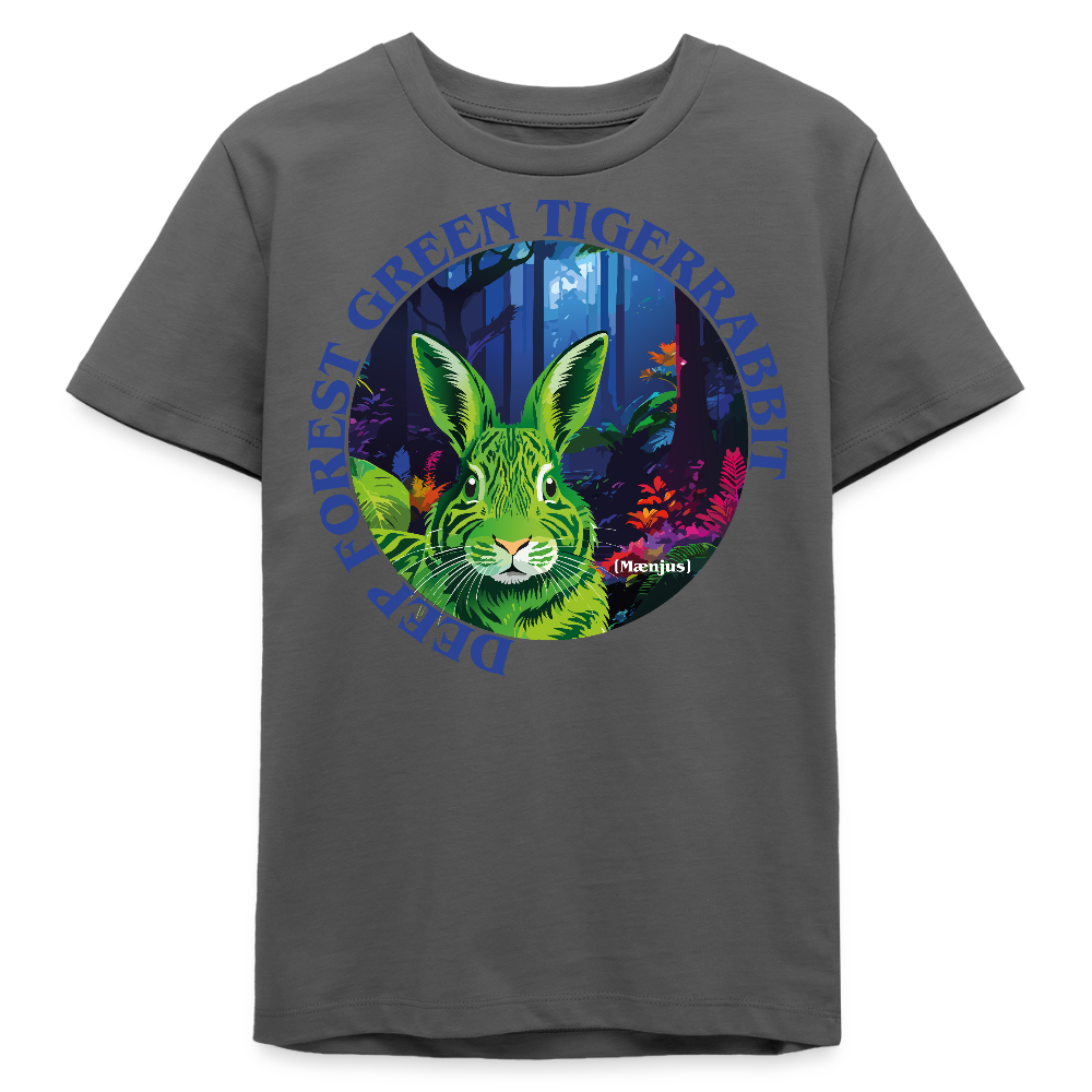 MNJS TEENS Bio T-Shirt mit DEEP FOREST GREEN TIGERRABBIT PRINT - Anthrazit
