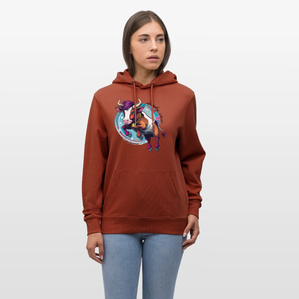 Unisex Hoodie mit FUNKY COW PRINT - Terrakotta