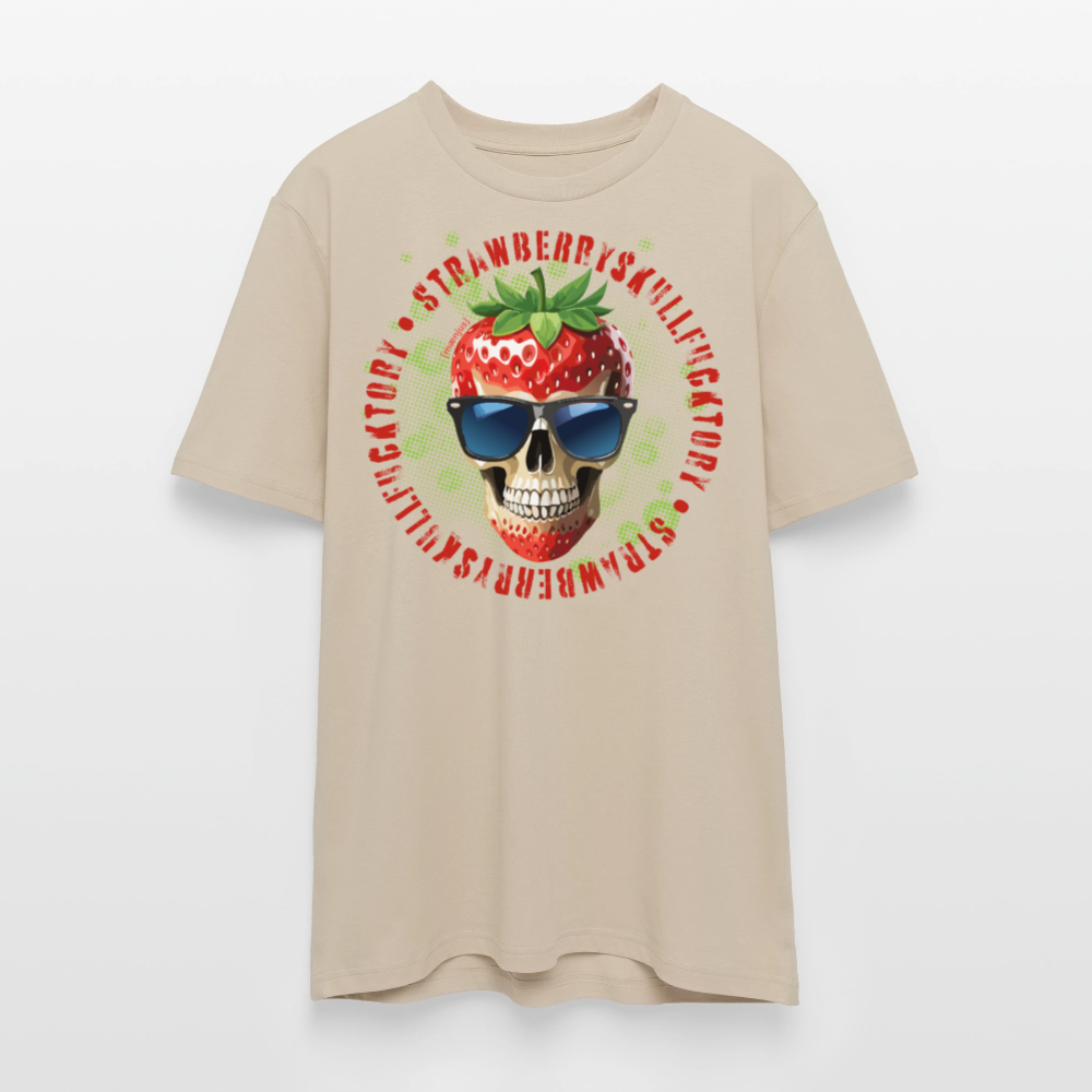 Unisex Bio-T-Shirt mit STRAWBERRY SKULL PRINT Vorderseite - Beige