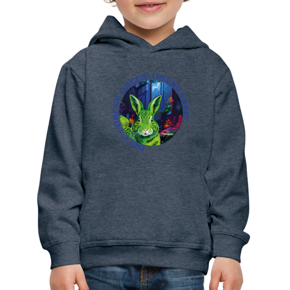 MNJS KIDS Premium Hoodie mit DEEP FOREST GREEN TIGERRABBIT PRINT - Jeansblau