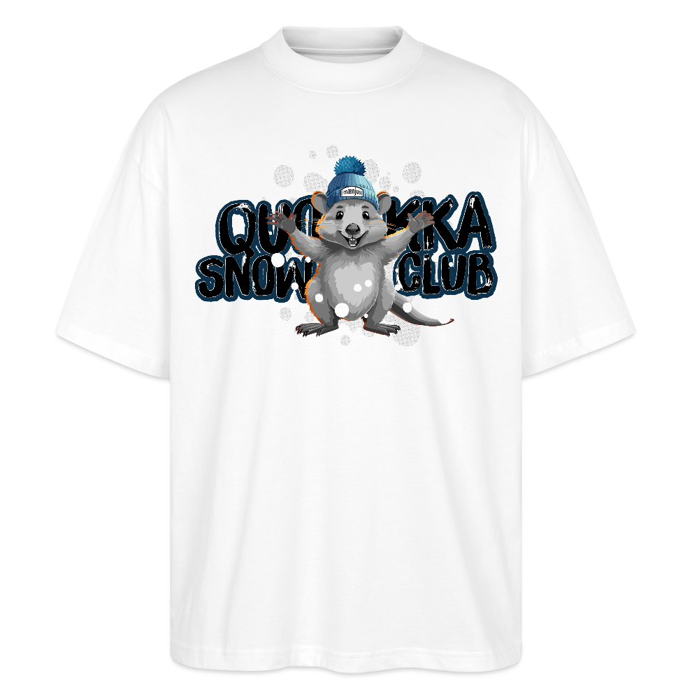 Oversized Unisex Bio T-Shirt mit QUOKKA SNOWCLUB PRINT - Weiß