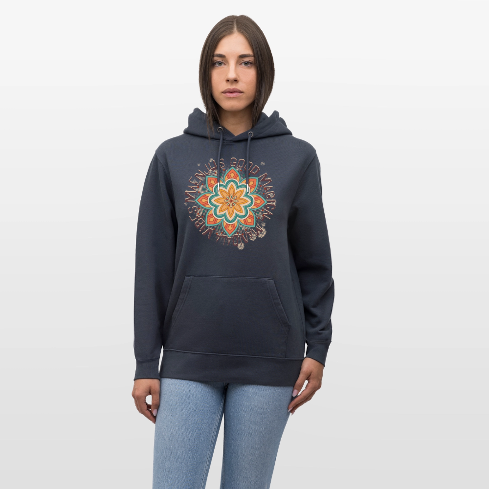 Unisex Bio-Hoodie mit MANDALA VIBES PRINT - Dunkles Petrol