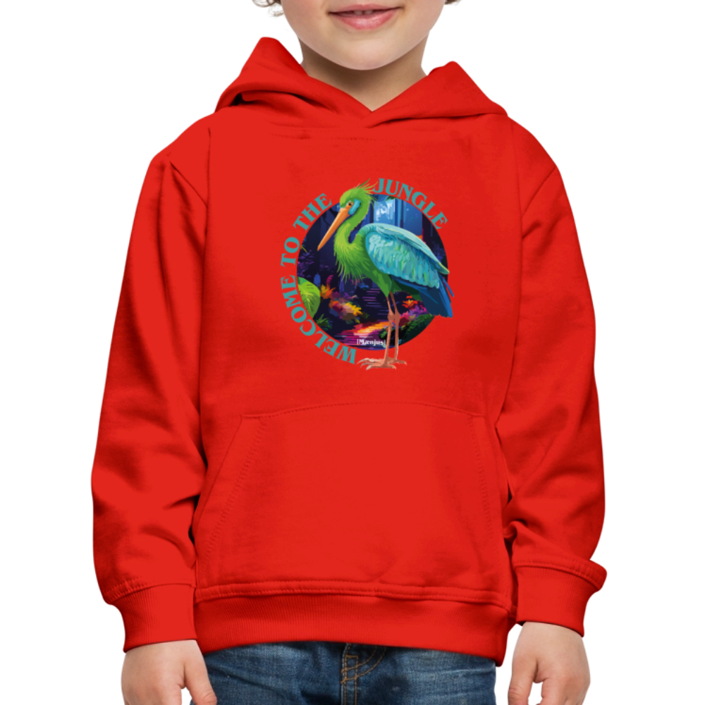 MNJS KIDS Premium Hoodie mit WELCOME TO THE JUNGLE PRINT - Rot