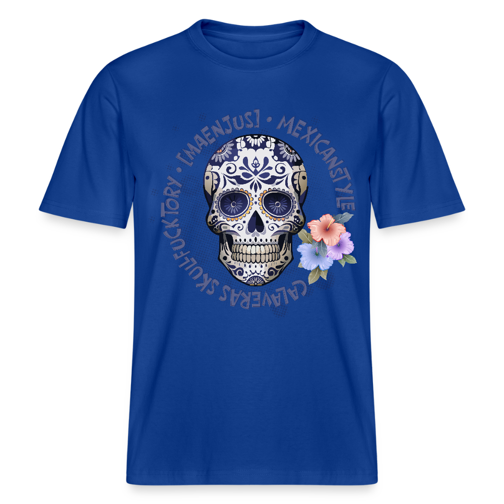 Relaxed Fit Unisex Bio-T-Shirt mit MAENJUS MEXICANSTYLE PRINT Vorderseite - Dunkelblau