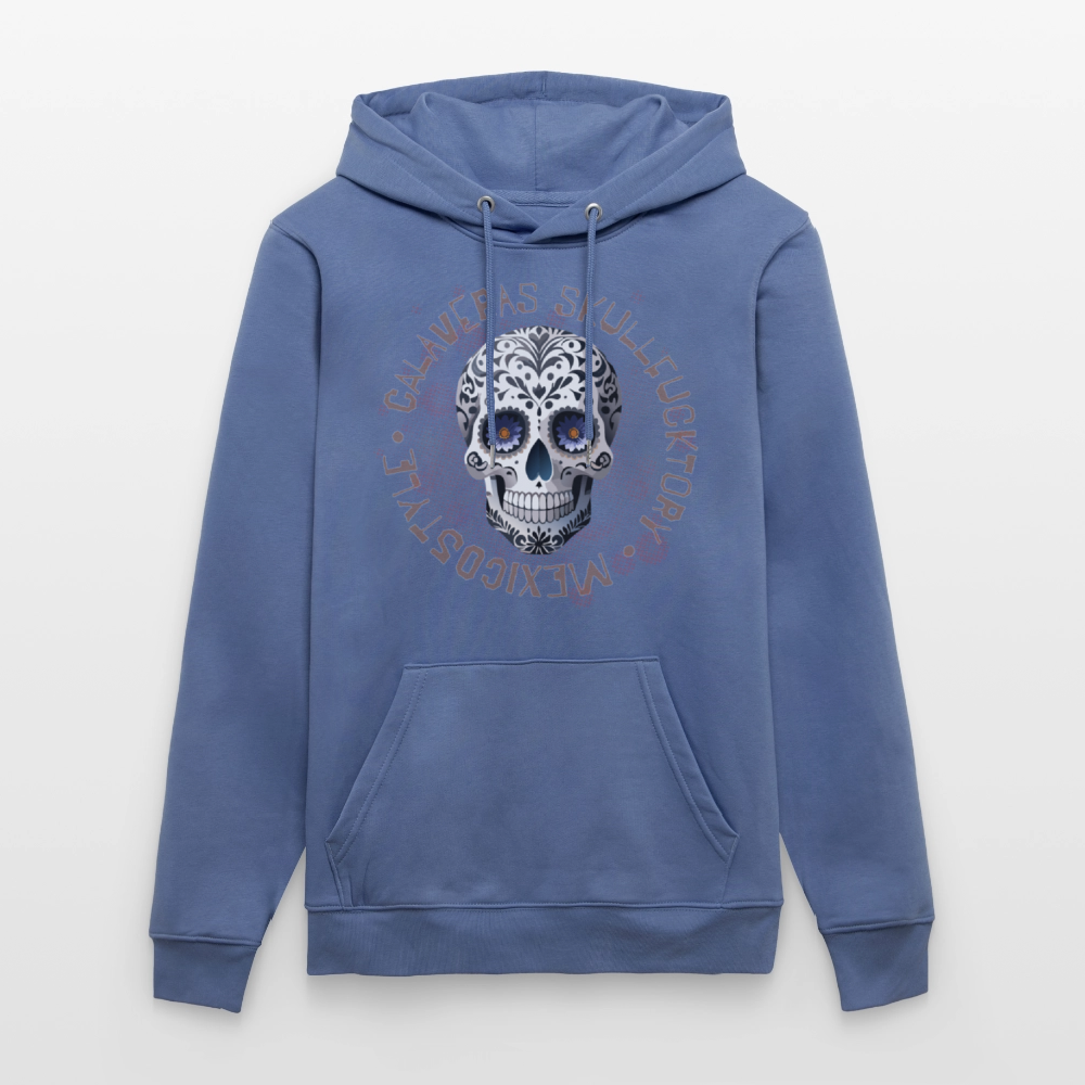 Unisex Hoodie mit CALAVERAS SKULL PRINT Vorderseite - Blau