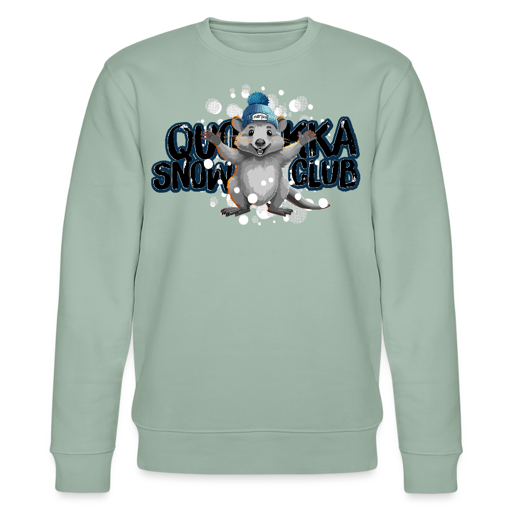 Unisex Bio-Sweatshirt mit QUOKKA SNOWCLUB PRINT - Helles Graugrün