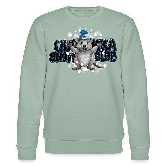 Unisex Bio-Sweatshirt mit QUOKKA SNOWCLUB PRINT - Helles Graugrün