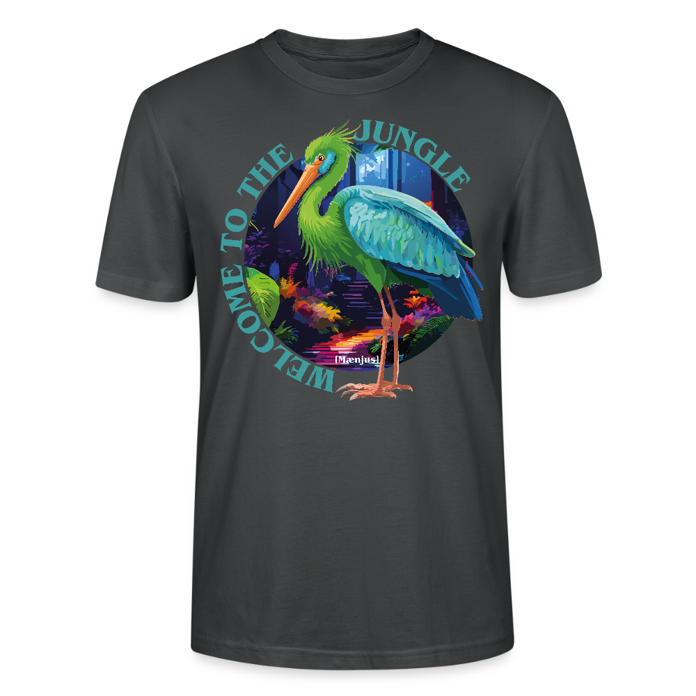 Unisex T-Shirt mit WELCOME TO THE JUNGLE PRINT Vorderseite - Anthrazit