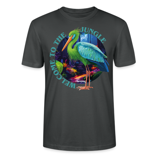 Unisex T-Shirt mit WELCOME TO THE JUNGLE PRINT Vorderseite - Anthrazit