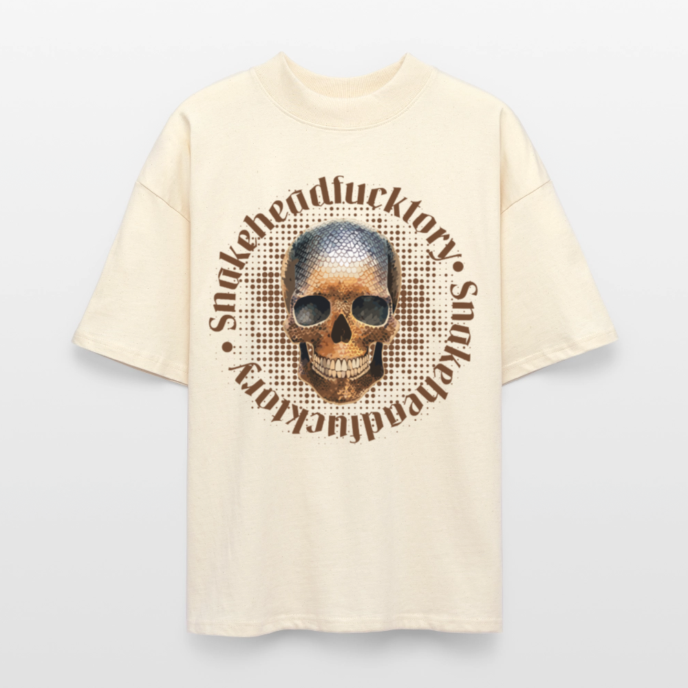 Oversized Unisex T-Shirt mit SNAKEHEAD SKULL PRINT - Weißgrau