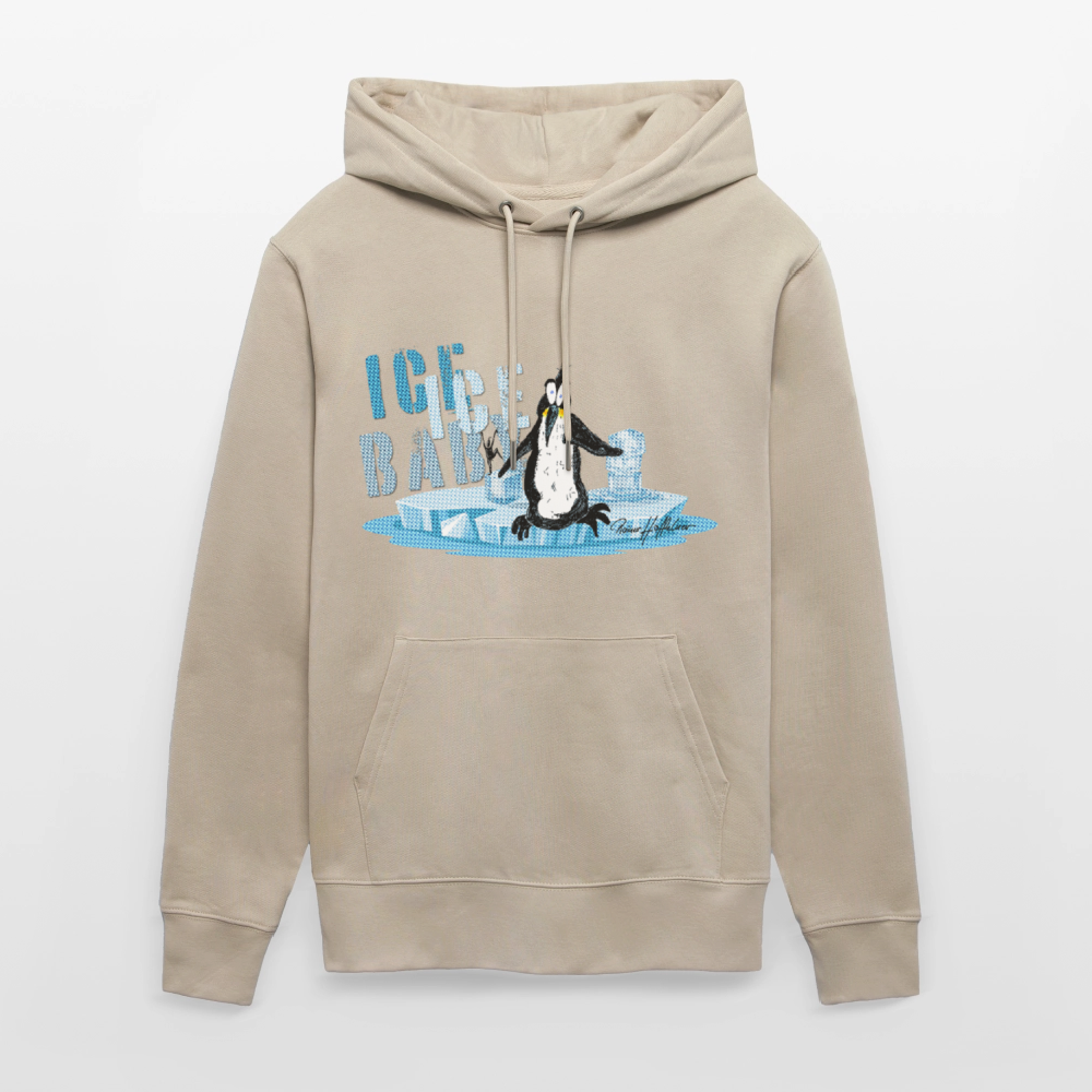 Unisex Bio-Hoodie mit ICE ICE BABY PINGUIN PRINT - Beige