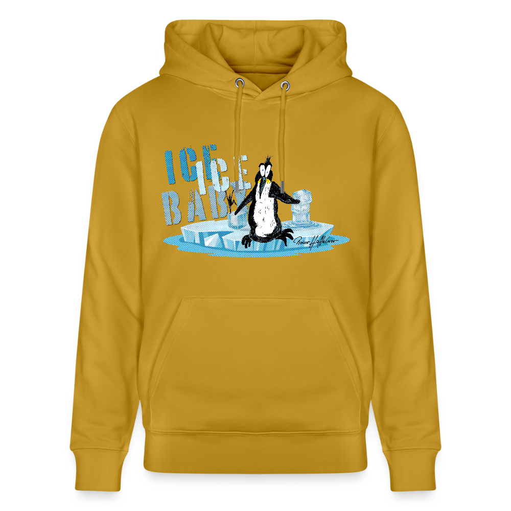 Unisex Bio-Hoodie mit ICE ICE BABY PINGUIN PRINT - Ocker