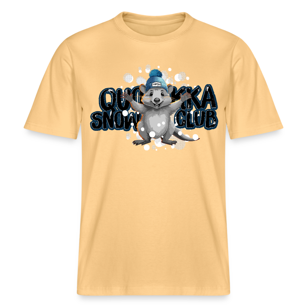 Unisex Bio-T-Shirt mit QUOKKA SNOWCLUB PRINT - Hellgelb