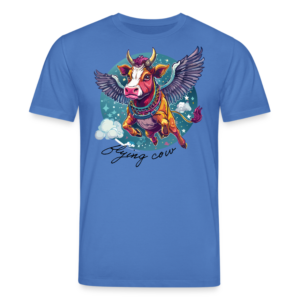 Unisex Bio-T-Shirt mit Flying Cow Print Vorderseite - Achtsames Blau