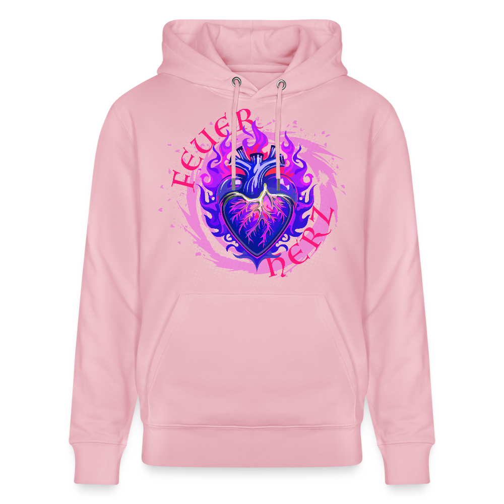 Unisex Bio-Hoodie mit FEUERHERZ LILA PRINT - Hellrosa