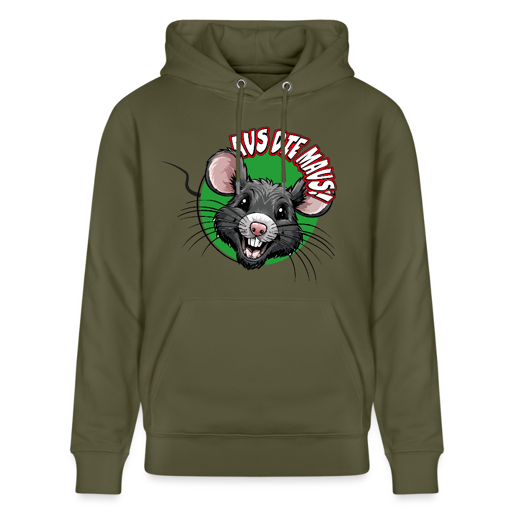 Unisex Hoodie mit AUS DIE MAUS PRINT - Khaki Grün