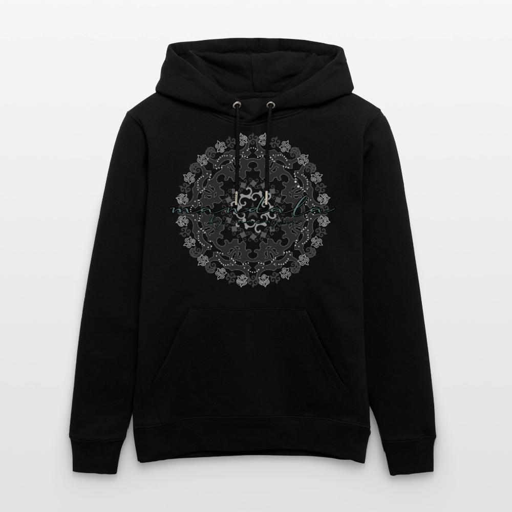 Unisex Bio-Hoodie mit BLACK MANDALA PRINT - Schwarz
