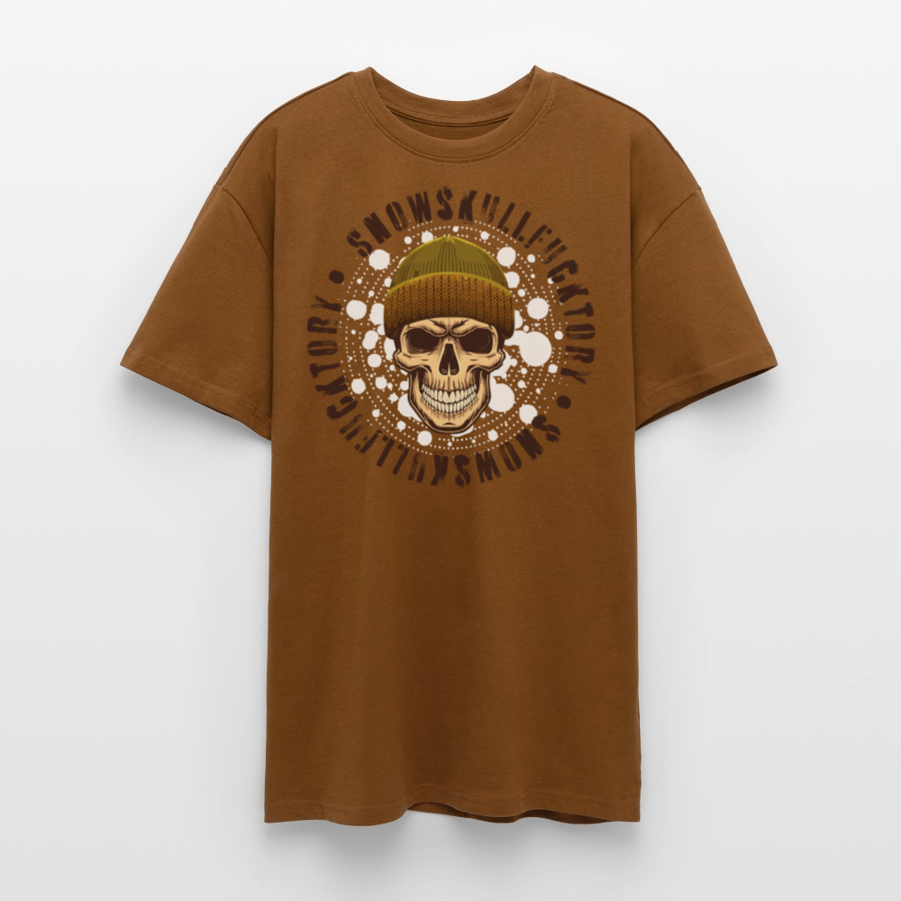 Heavy Oversize T-Shirt mit SNOWSKULL braun PRINT - Toffee