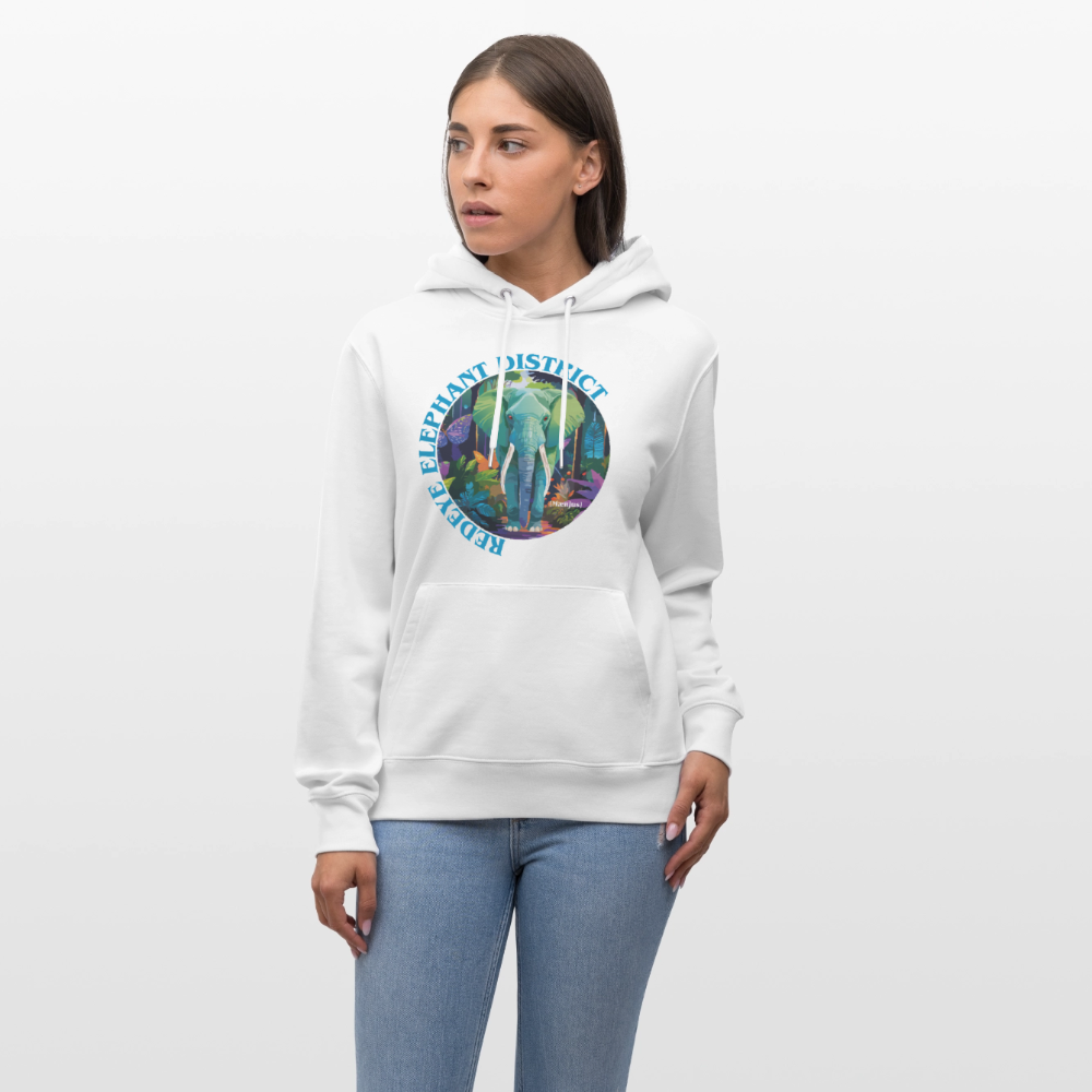 Unisex Bio-Hoodie mit REDEYE ELEPHANT DISTRICT PRINT - Weiß